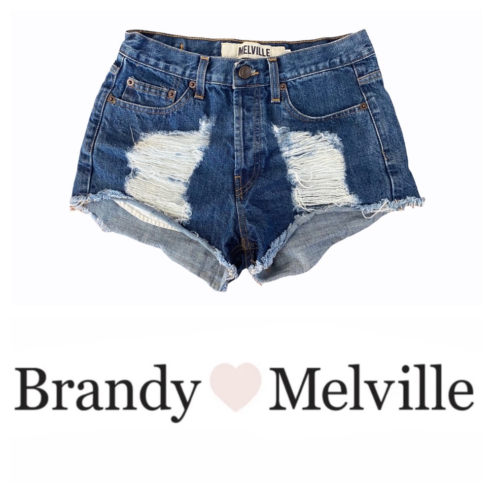 Brandy Melville High Waist Destroyed Denim Shorts